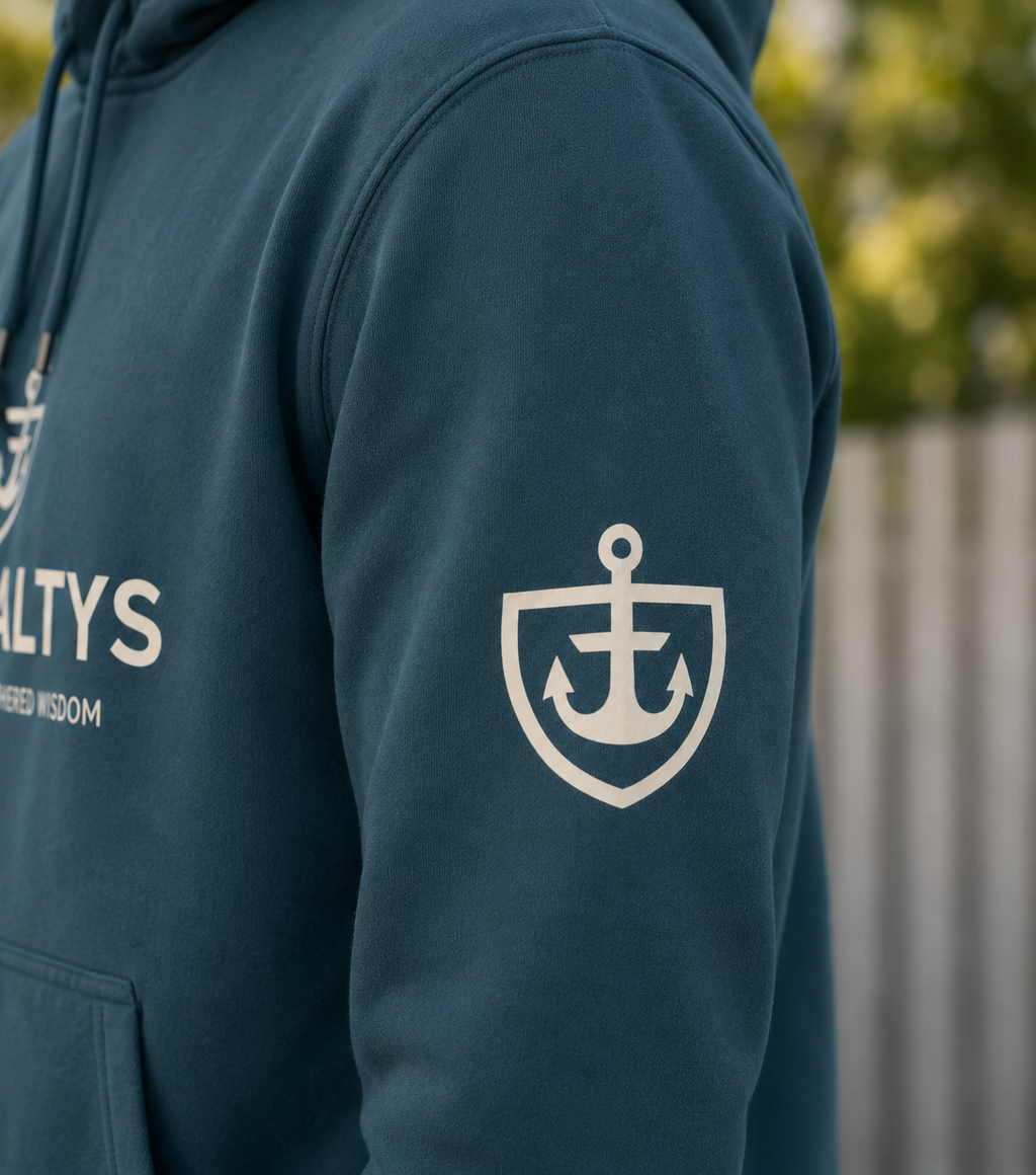 Old Saltys Heritage Hoodie — Deep Ocean