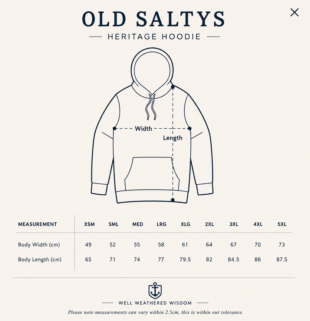 Old Saltys Heritage Hoodie — Deep Ocean