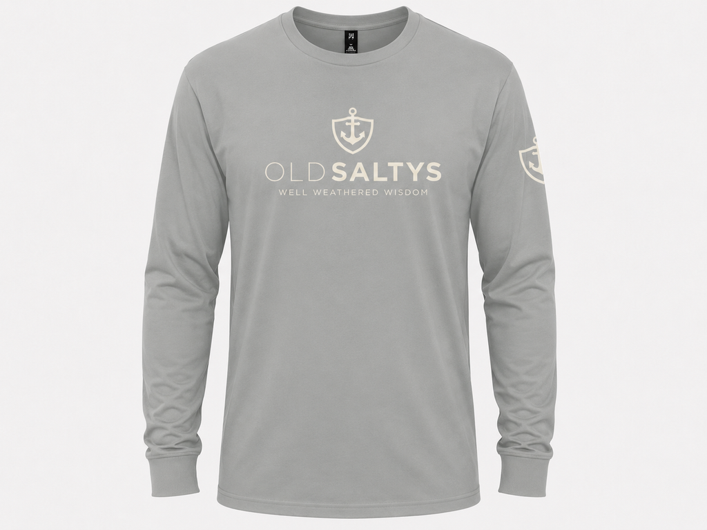 Old Saltys Long Signature Deck Tee — Storm Cloud