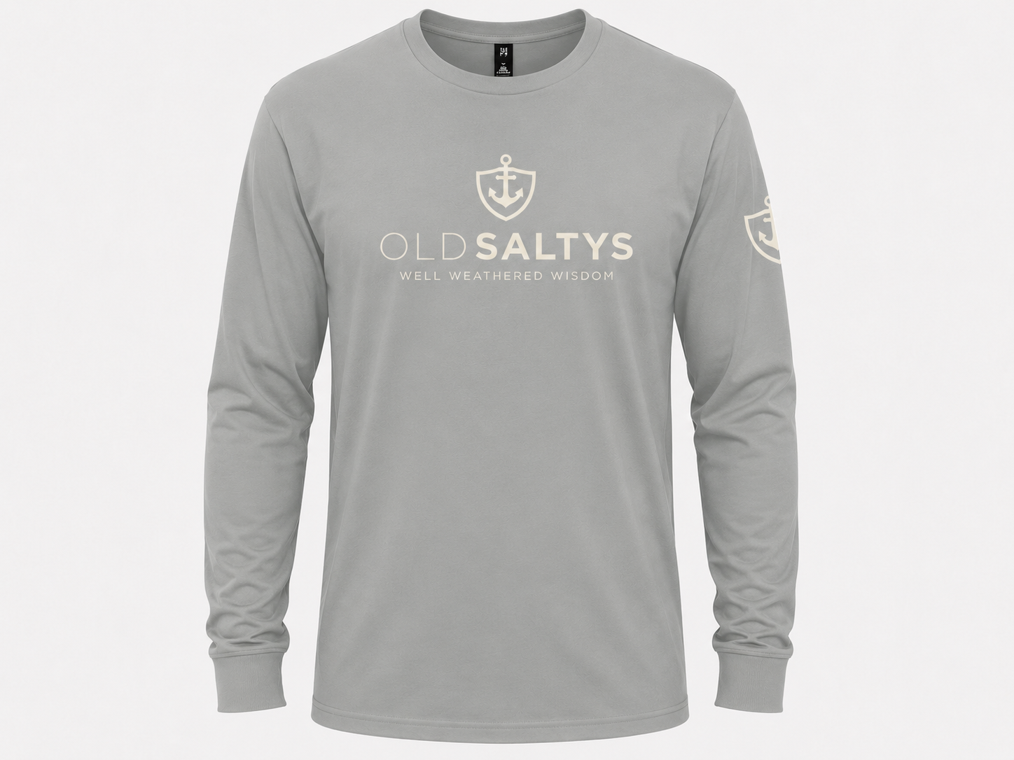 Old Saltys Long Signature Deck Tee — Storm Cloud