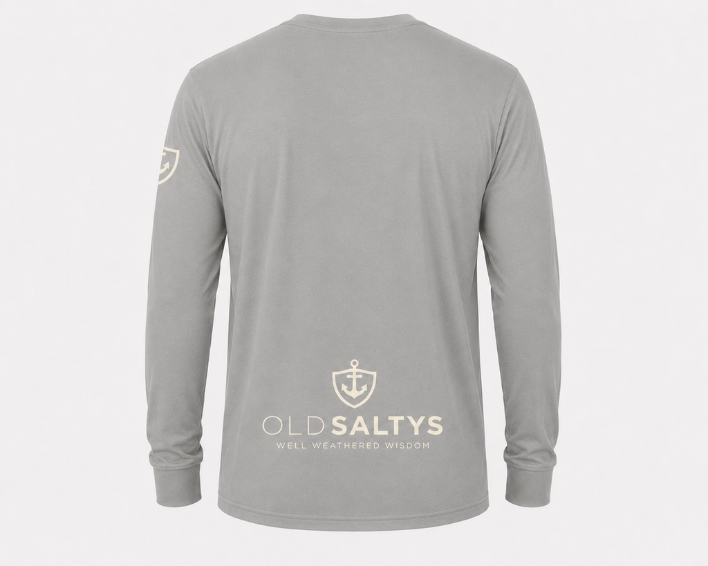 Old Saltys Long Signature Deck Tee — Storm Cloud