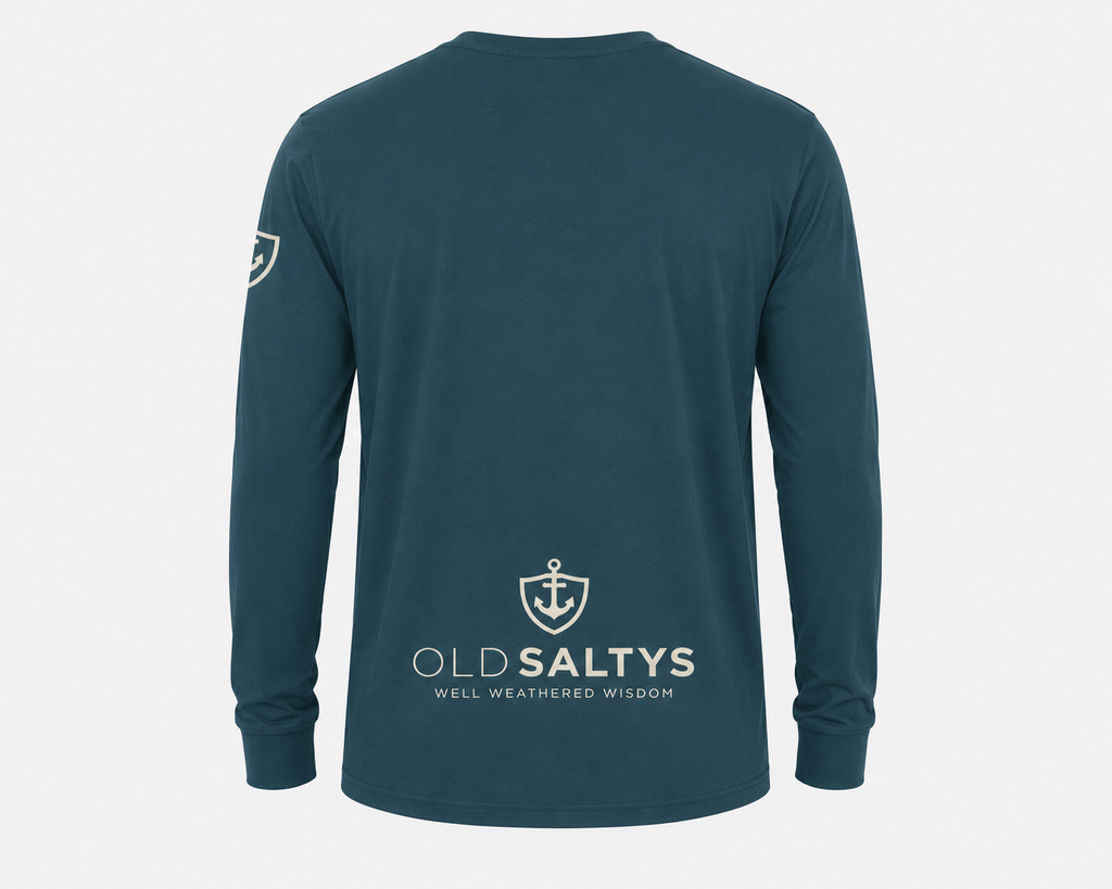 Old Saltys Long Signature Deck Tee — Deep Ocean