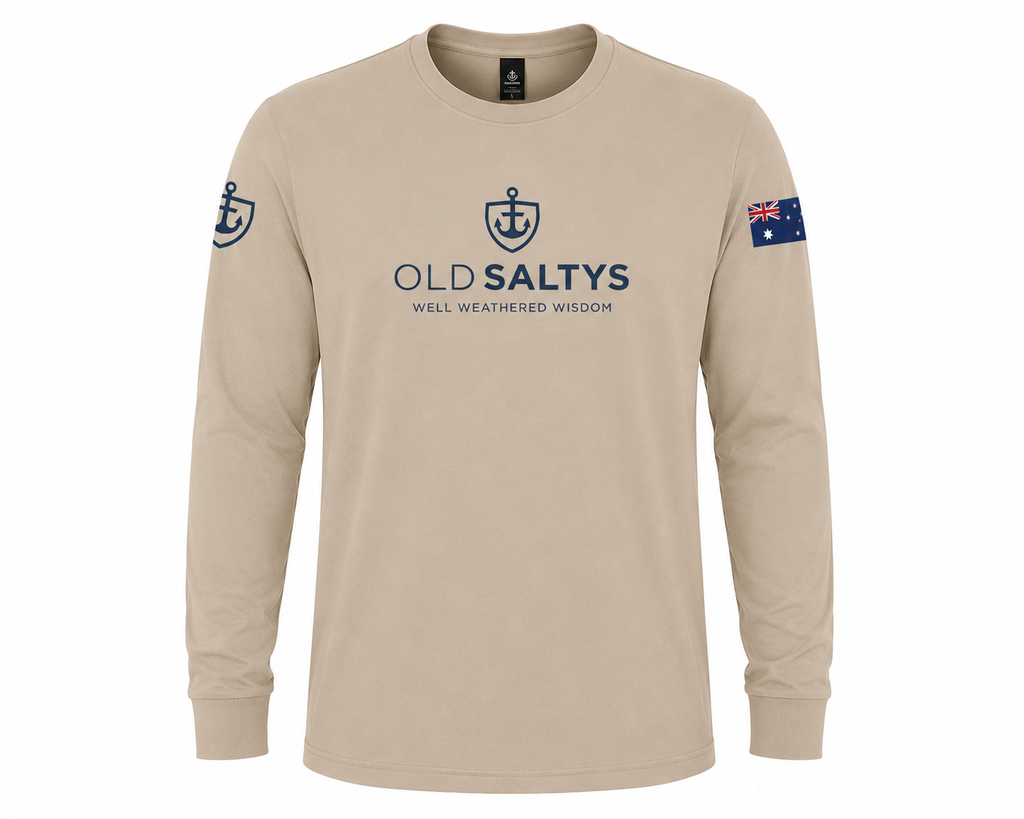 Old Saltys Long Deck Tee — Sand Dune Original