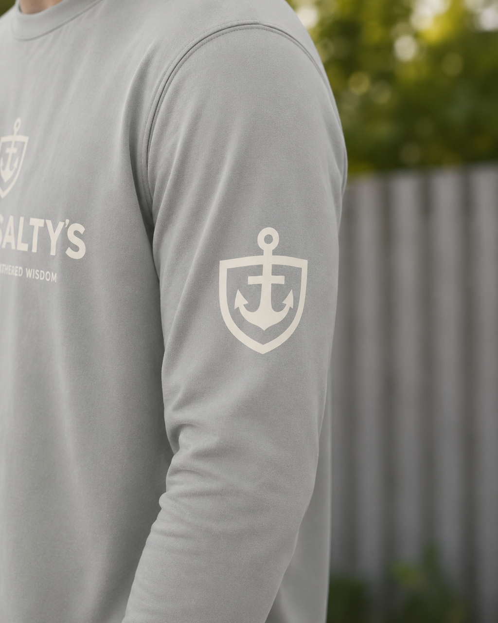 Old Saltys Long Signature Deck Tee — Storm Cloud