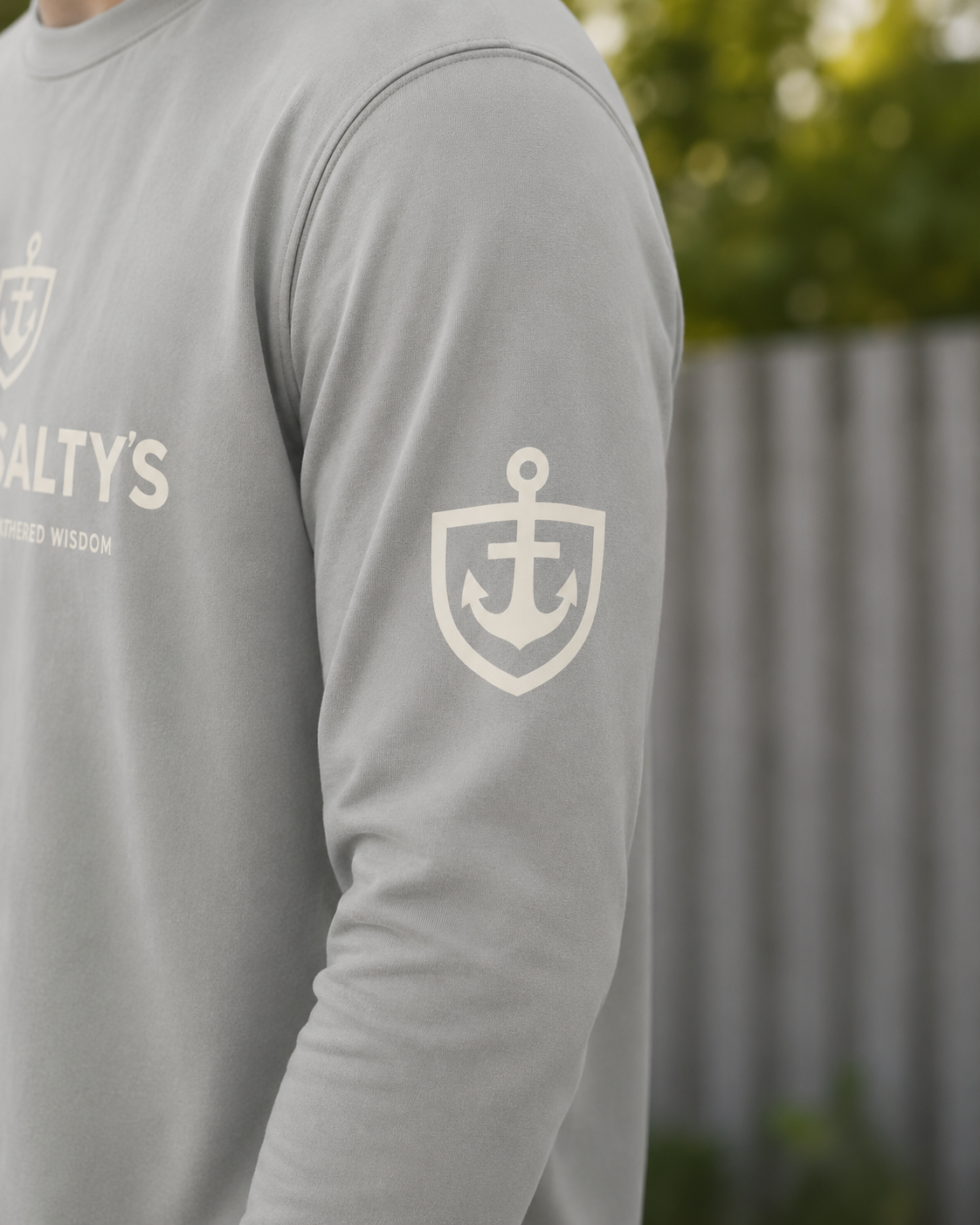 Old Saltys Long Signature Deck Tee — Storm Cloud