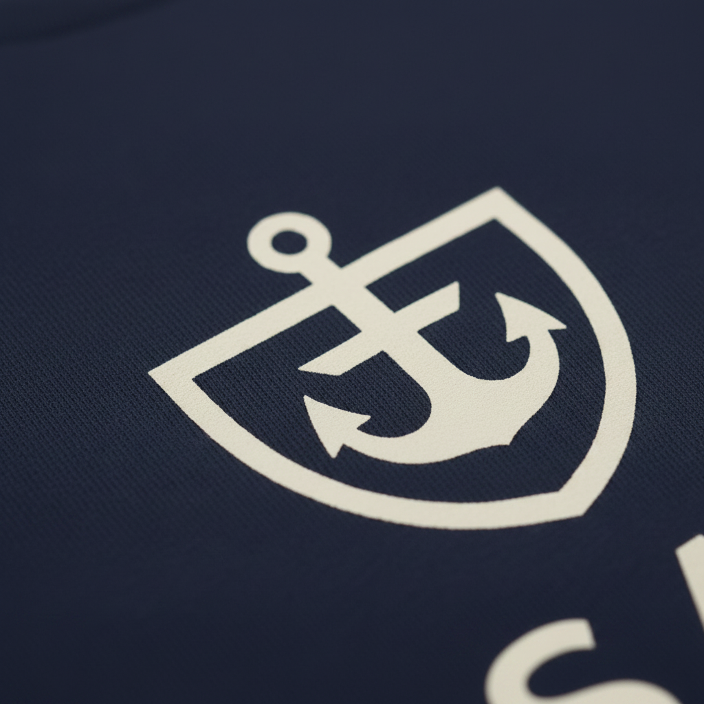 Bluewater Navy logo close-up - angled