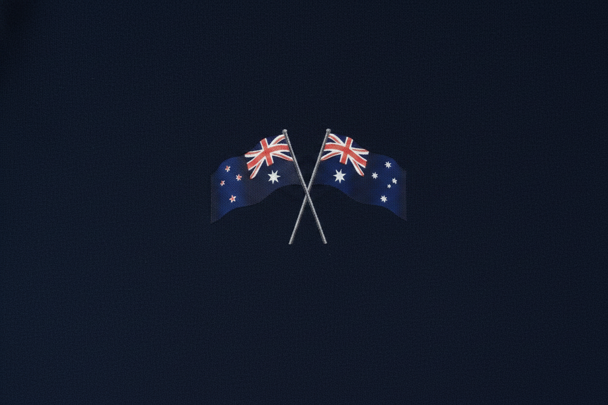 NZ and AU Crossed Flags - Midnight Navy Sleeve
